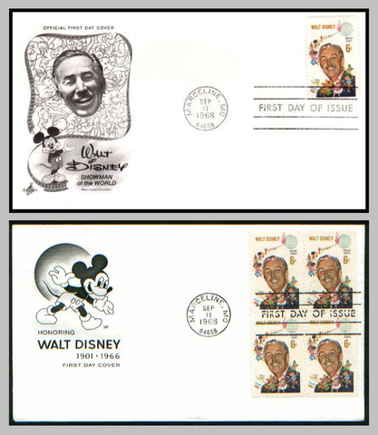 1968 Walt Disney Commemorative Stamp Covers