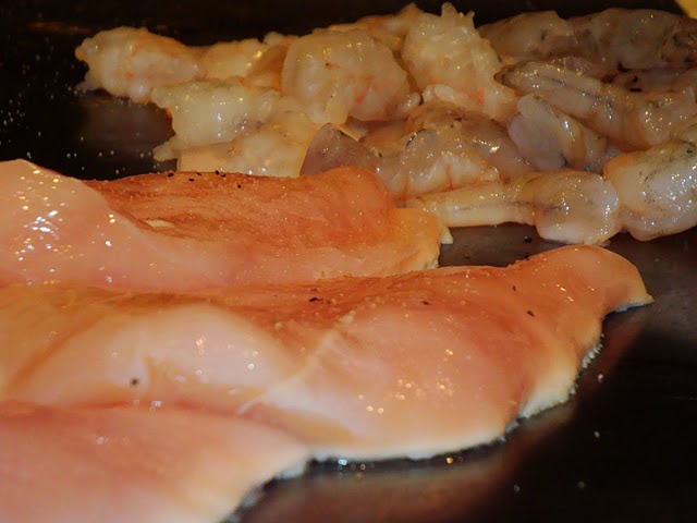 Cooking Chicken and Shrimp