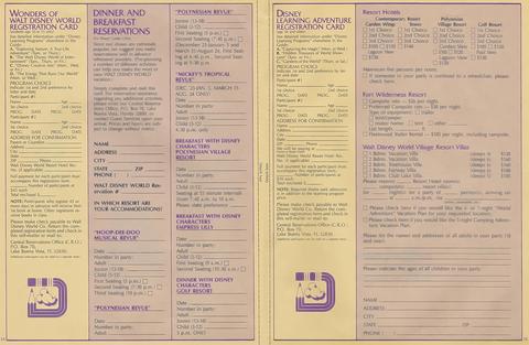 1985 Dining and Resort Worksheet