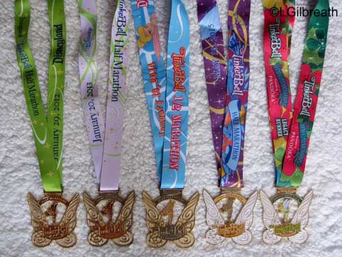 2012-2016 Tinker Bell Half Marathon medals