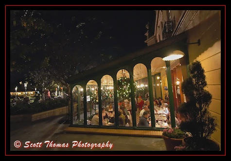 Les Chefs de France pseudo outdoor cafe in Epcot's World Showcase France pavilion, Walt Disney World, Orlando, Florida