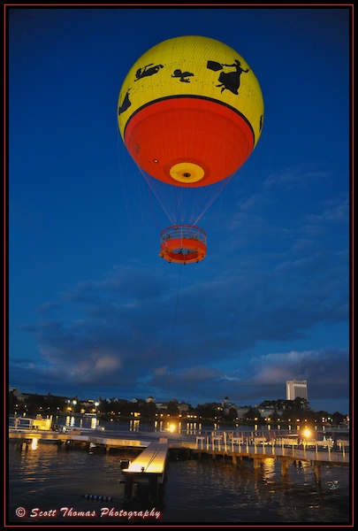 Characters in Flight tethered balloon ride at Downtown Disney, Walt Disney World, Orlando, Florida.