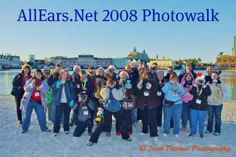 The AllEars.Net Photowalk Group photo with the Boardwalk Resort in the background, Walt Disney World, Orlando, Florida