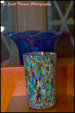 Glassware displayed in Il Bel Cristallo store in Epcot's World Showcase Italy pavilion, Walt Disney World, Orlando, Florida