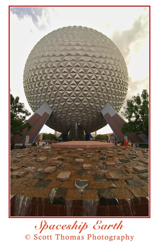 Spaceship Earth in Epcot at 11mm, Walt Disney World, Orlando, Florida.