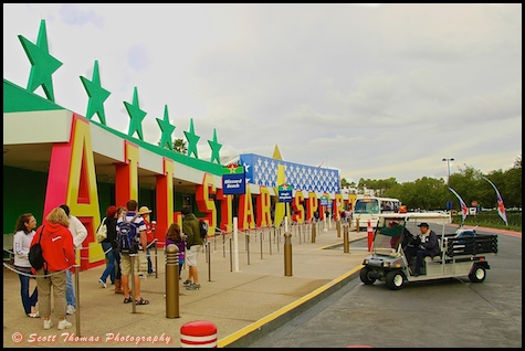 Bus transportation stops at the All-Star Sports resort, Walt Disney World, Orlando, Florida