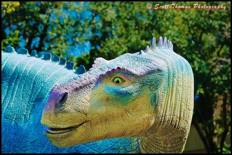 AStatue of Aladar outside Dinosaur ride in Disney's Animal Kingdom, Walt Disney World, Orlando, Florida
