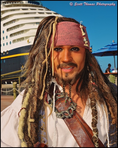 Captain Jack Sparrow on Disney Cruise Line's Castaway Cay, Bahamas