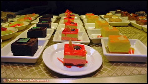 Desserts lined up in Canbana's restaurant on the Disney Dream.