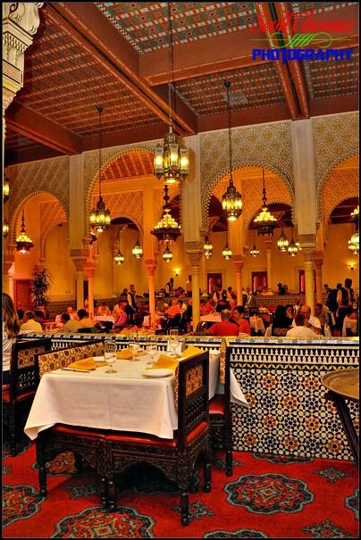 Restaurant Marrakesh dining area inside Morocco in Epcot's World Showcase, Walt Disney World, Orlando, Florida
