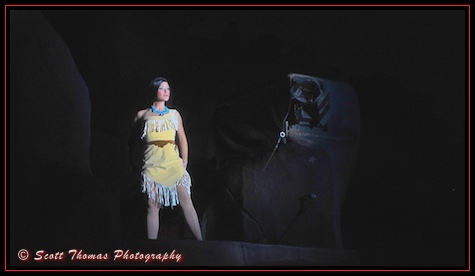 Pocahontas appears during Fantasmic!in Disney's Hollywood Studios, Walt Disney World, Orlando, Florida