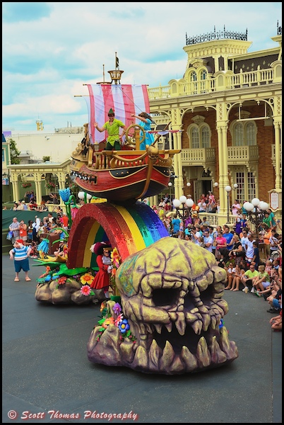 Peter Pan float in the Festival of Fantasy parade at the Magic Kingdom, Walt Disney World, Orlando, Florida