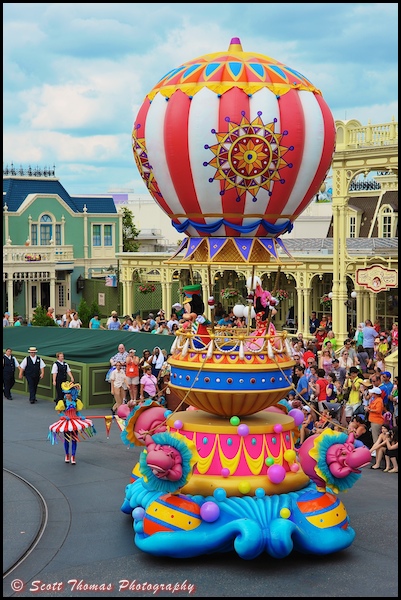Mickey's Airship in the Festival of Fantasy parade at the Magic Kingdom, Walt Disney World, Orlando, Florida