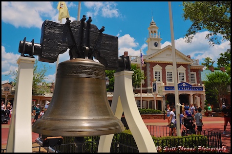 Liberty Bell replica on display in Liberty Square at the Magic Kingdom, Walt Disney World, Orlando, Florida