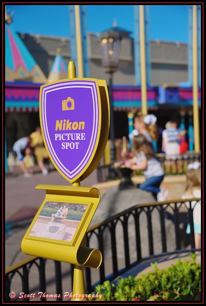 Nikon Picture Spot near the Sword in the Stone located in front of Prince Charming Regal Carrousel at the Magic Kingdom, Walt Disney World, Orlando, Florida