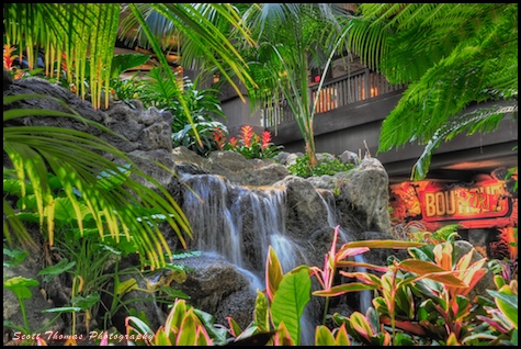 Disney's Polynesian Resort beautifully landscaped lobby captured in HDR, Walt Disney World, Orlando, Florida.