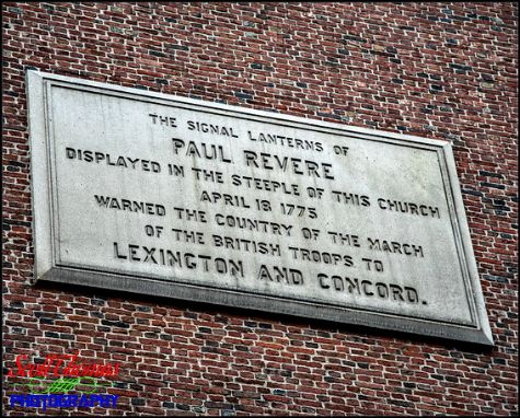Paul Revere plaque on the Old North Church in Boston, Massachusetts