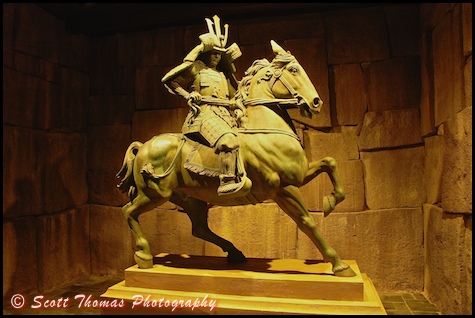 Samurai warrior statue at night in Japan's pavilion using Auto White Balance, Epcot World Showcase, Walt Disney World, Orlando, Florida