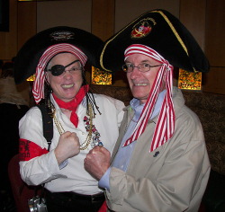 Deb and Steve dress as Pirates for the Pirate Party