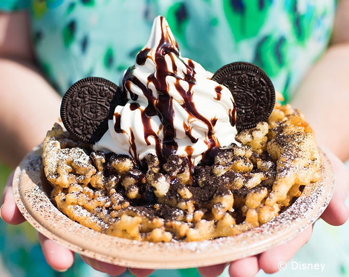 cookies and cream funnel cake at the oasis canteen