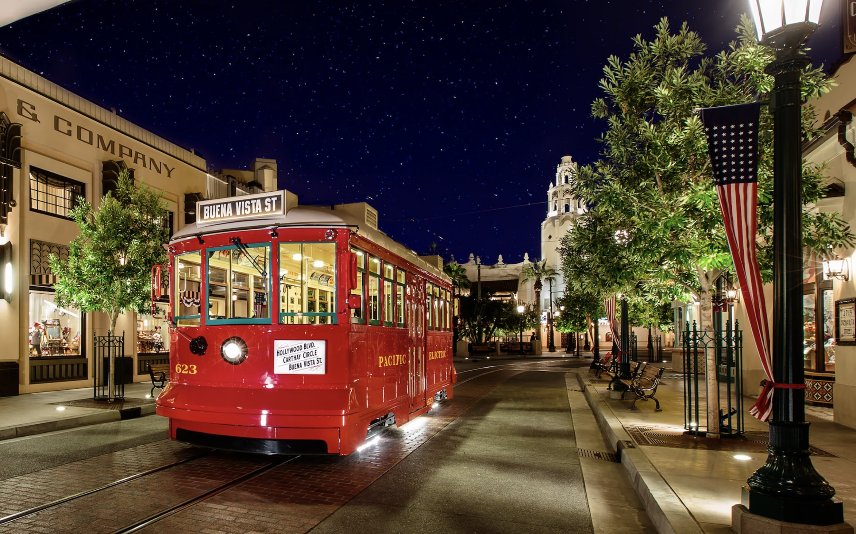 disney california adventure red car trolley