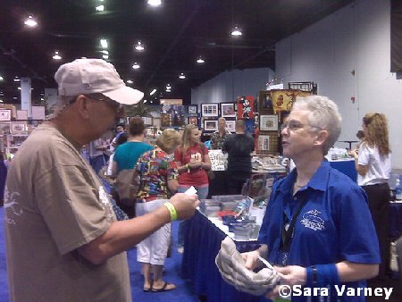 Deb handing out pins