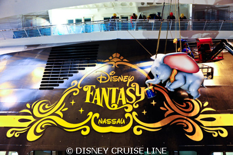 Dumbo Adorns the Disney Fantasy Stern