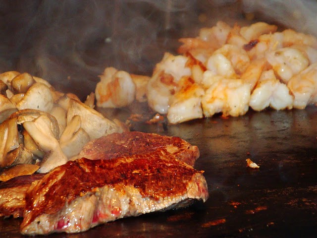 Cooking Steak and Shrimp