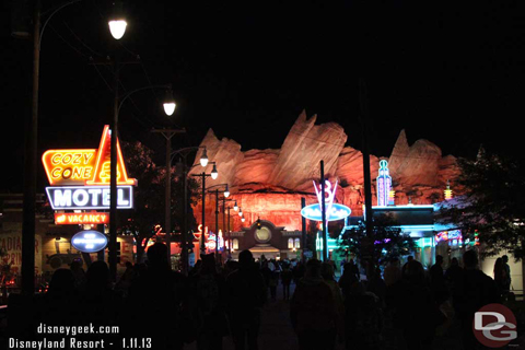Cars Land at night