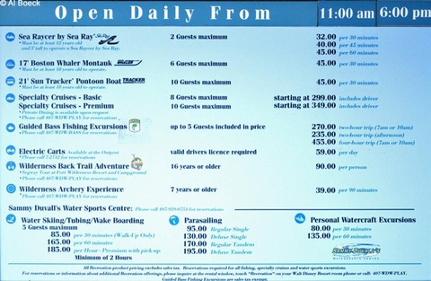 Fort Wilderness Marina Fishing Prices