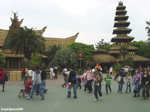 Adventureland with Tiki Birds building in background