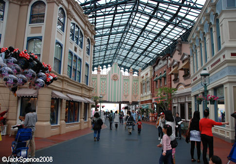 Looking toward Tomorrowland at World Bazaar at Tokyo Disneyland