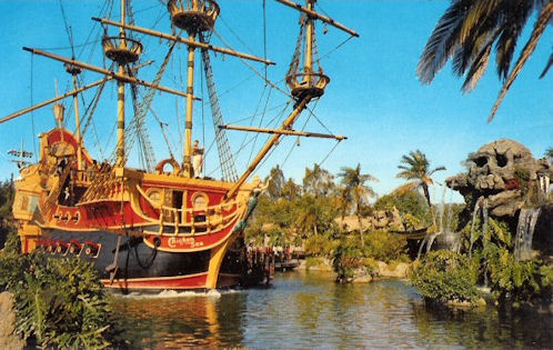 Disneyland Postcard of Jolly Roger and Skull Rock