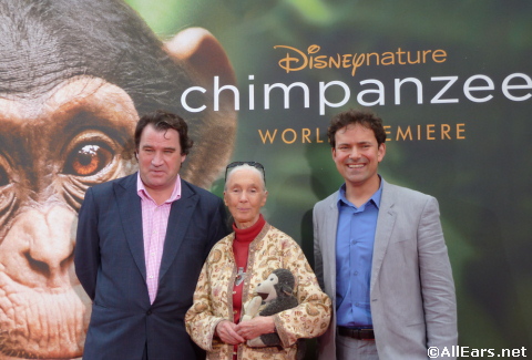Alastair Fothergill and Mark Linfield with Jane Goodall
