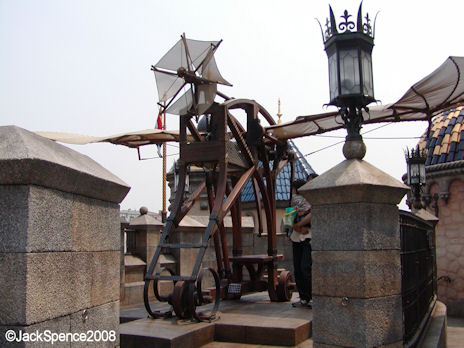 A flying machine in Fortress Explorations Mediterranean Harbor at Tokyo DisneySea