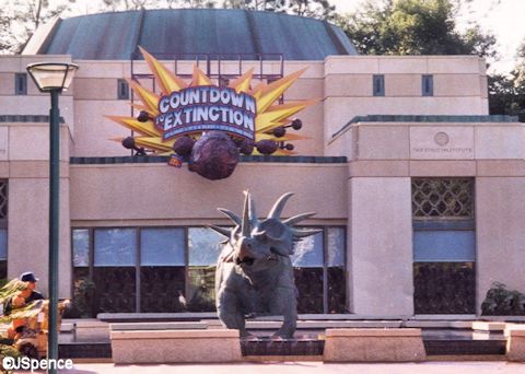 Rare Look at Repainting of Aladar Iguanodon at DINOSAUR Entrance in Disney's Animal Kingdom