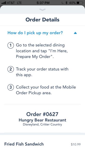 Disneyland Mobile Order