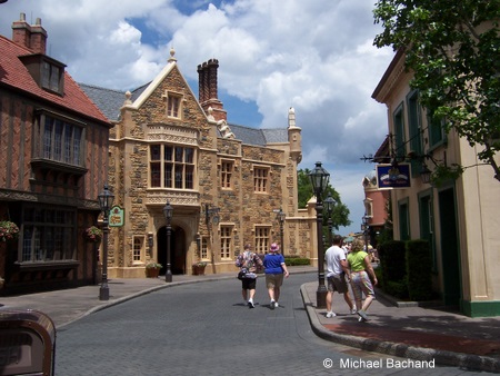 Looking down towards the shops