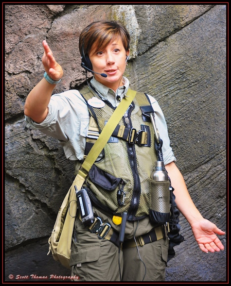 Wild Africa Trek Cast Member guiding guests backstage at Disney's Animal Kingdom, Walt Disney World, Orlando, Florida Wild Africa Trek Cast Member guiding guests backstage at Disney's Animal Kingdom, Walt Disney World, Orlando, Florida