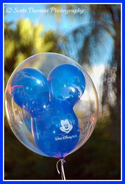 A blue Mickey Mouse balloon in the Magic Kingdom Walt Disney World, Orlando, Florida A blue Mickey Mouse balloon in the Magic Kingdom, Walt Disney World, Orlando, Florida