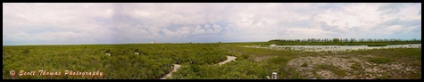 Panoramic view from the top of Lookout Tower on Castaway Cay in the Bahamas.