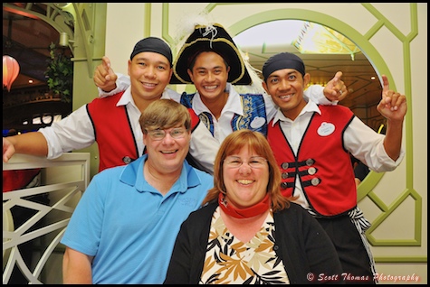 )ur Dining Crew on the Disney Dream taken in the Enchanted Garden restaurant.