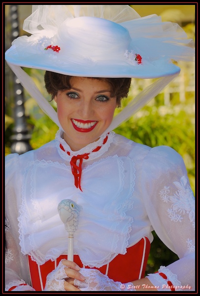Mary Poppins at United Kingdom in Epcot's World Showcase, Walt Disney World, Orlando, Florida.