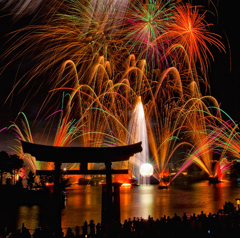 Illuminations fireworks show Epcot's World Showcase, Walt Disney World, Orlando, Florida.