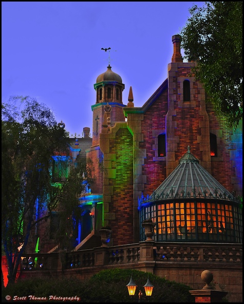 The Haunted Mansion during a Mickey's Not-So-Scary Halloween Party in the Magic Kingdom, Walt Disney World, Orlando, Florida.