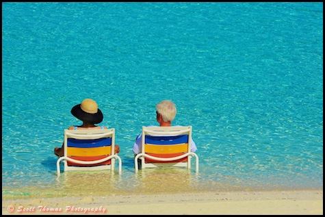 A couple enjoying Serenity Bay on Disney Cruise Line's Castaway Cay, Bahamas