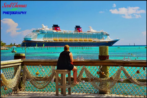 The Disney Dream docked at Castaway Cay, Bahamas