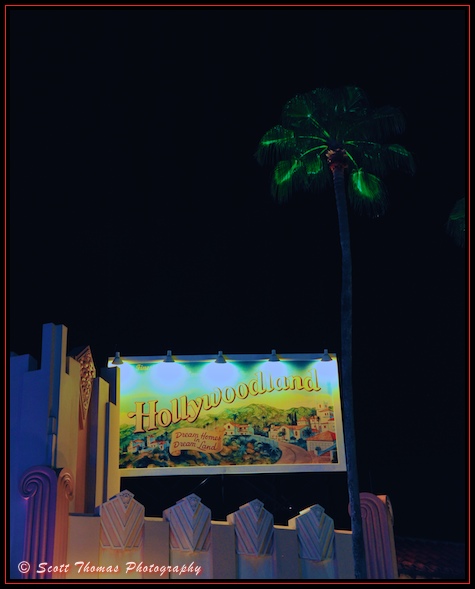 Hollywoodland billboard in Disney's Hollywood Studios, Walt Disney World, Orlando, Florida