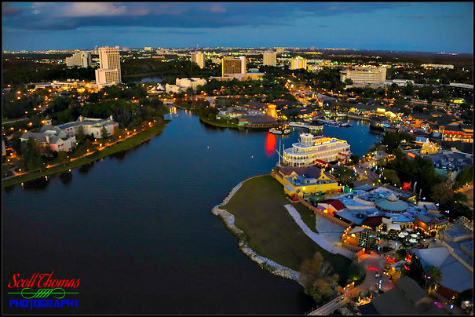 Aerial view of Downtown Disney, Walt Disney World, Orlando, Florida