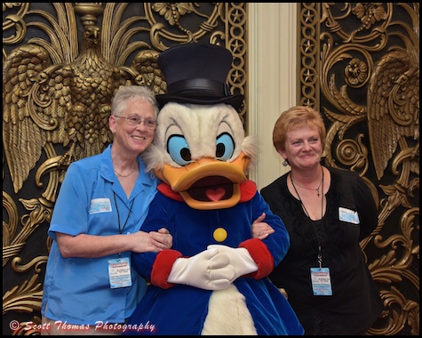 Scrooge McDuck made a special appearance during the All Ears 20th Anniversary event in the American Adventure at Epcot's World Showcase, Walt Disney World, Orlando, Florida